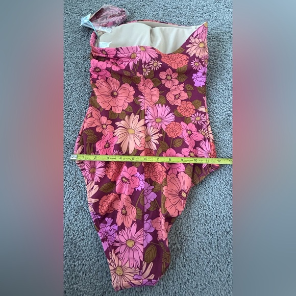 Kona Sol Pink and Purple Floral Women’s One Piece Bathing Suit, Swim, Size S - Picture 6 of 9
